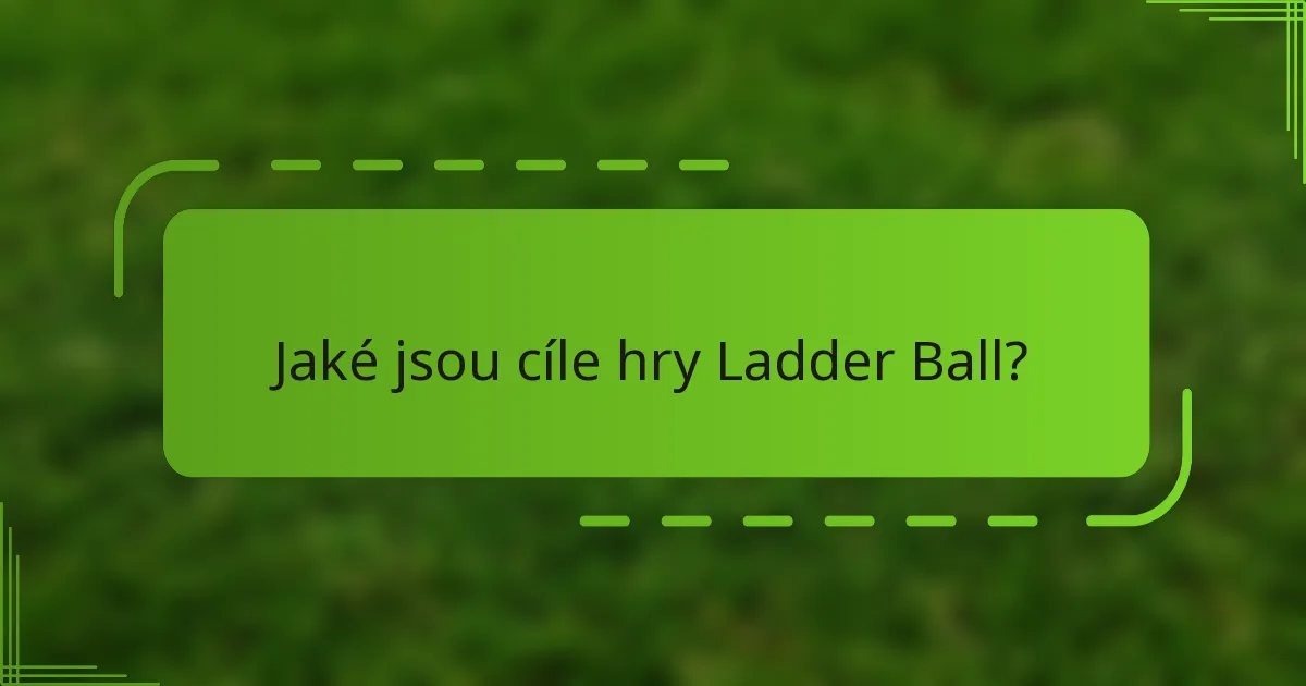 Jaké jsou cíle hry Ladder Ball?