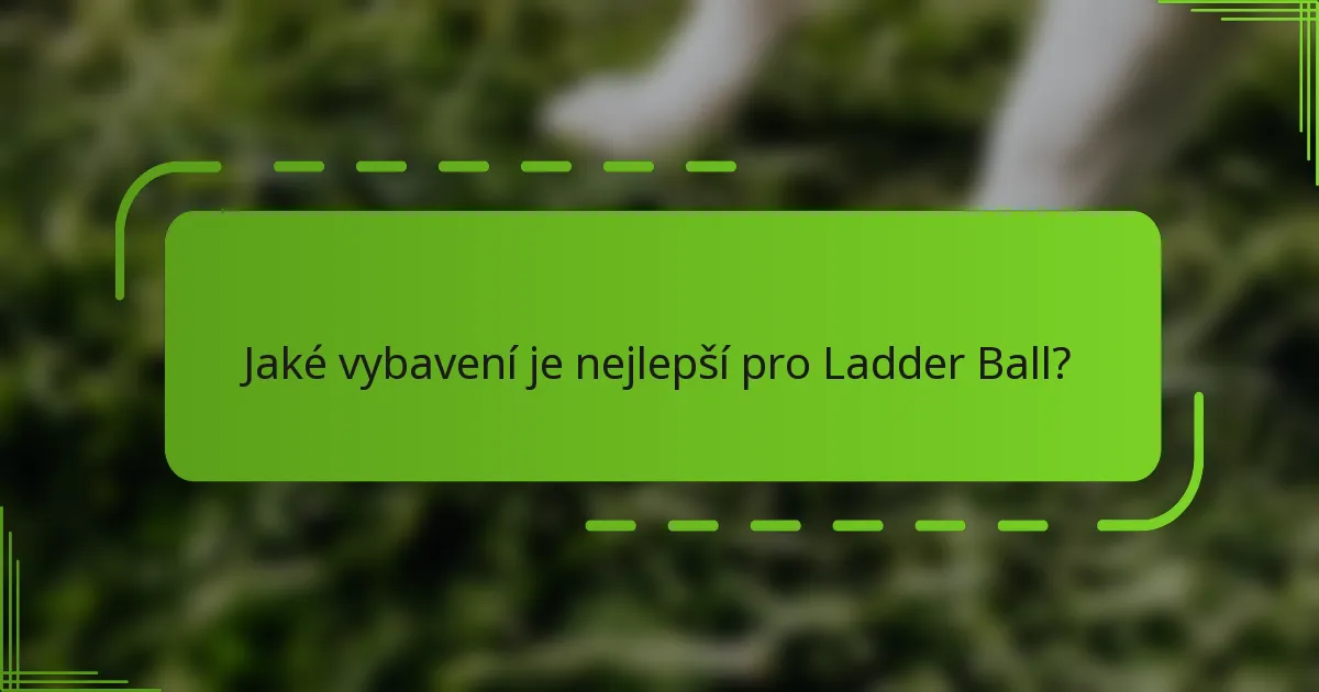 Jaké vybavení je nejlepší pro Ladder Ball?